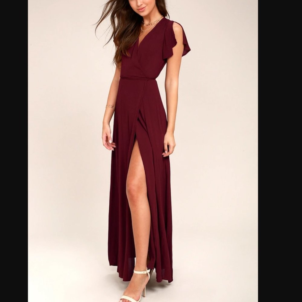 Lulus Burgundy Wrap Maxi Dress Size M
